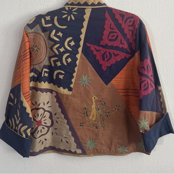 Boho Patchwork Embroidered Jacket - Rust Multi - Picture 5 of 5